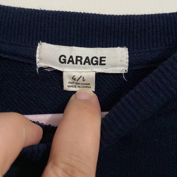 Garage Navy Cropped Red and White Striped sweatshirt - Picture 2 of 4